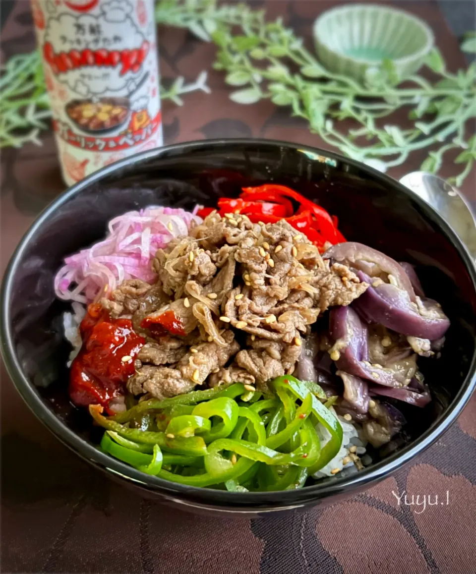 プルコギ風ビーフと夏野菜ナムルのビビンバ|ゆーこどんさん