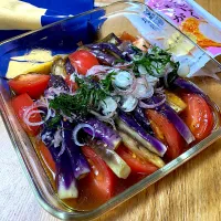 レンチン茄子とトマトの南蛮風