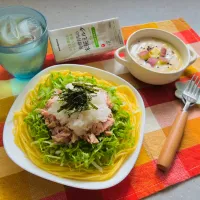 「練馬スパゲティ＆さつまいもの米糀ミルクポタージュ」