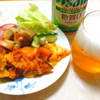 9/21の夕食&家飲み
作ったものをお皿に盛りつけ。|卯月さん