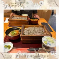 ゴマ蕎麦&ミニ鶏天炊き込み丼|いのっちさん