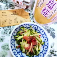 @きなこさんの料理 @きなこさんの料理 ナガマンさんの料理 ササミと胡瓜の【梅くらげ】和え→→🔷若採れ搾菜の浅漬けいり🔷→→生塩糀いり|@きなこさん