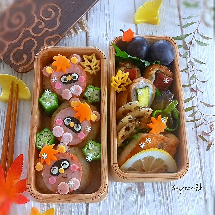 たぬきさん
ソーセージおにぎりの秋弁当|ayano.adshさん