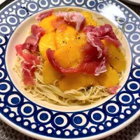 桃と生ハムの冷製パスタ|たちきちさん