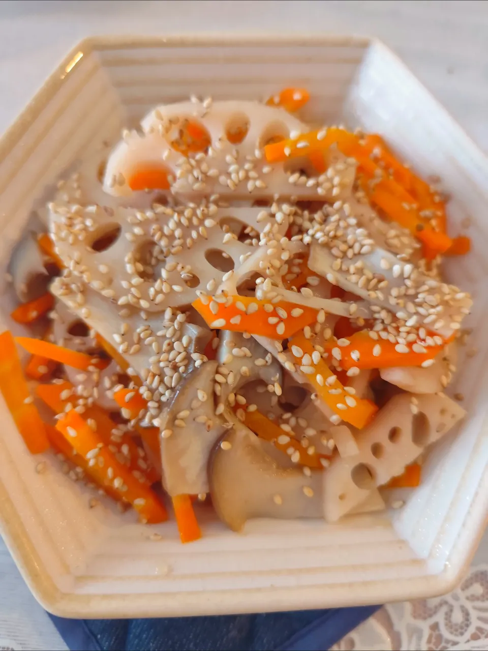 これうまつゆを使った蓮根人参エリンギ煮|m.rafuさん