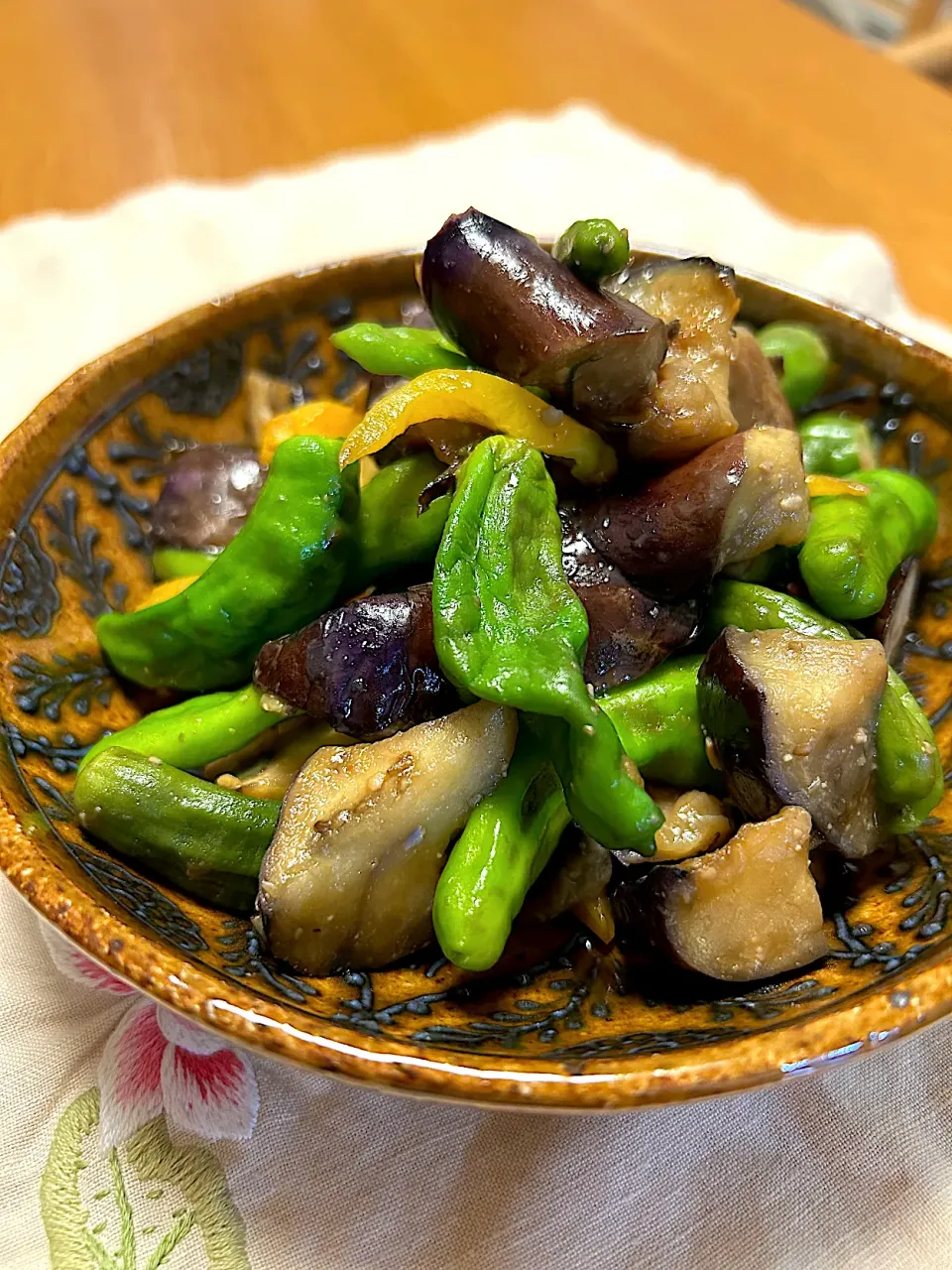 ししとうと茄子と味噌炒め|むぎこさん