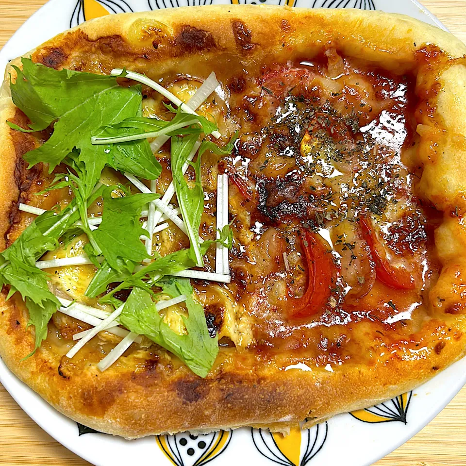 #照り焼きチキンとマルゲリータのハーフピザ|トリさん