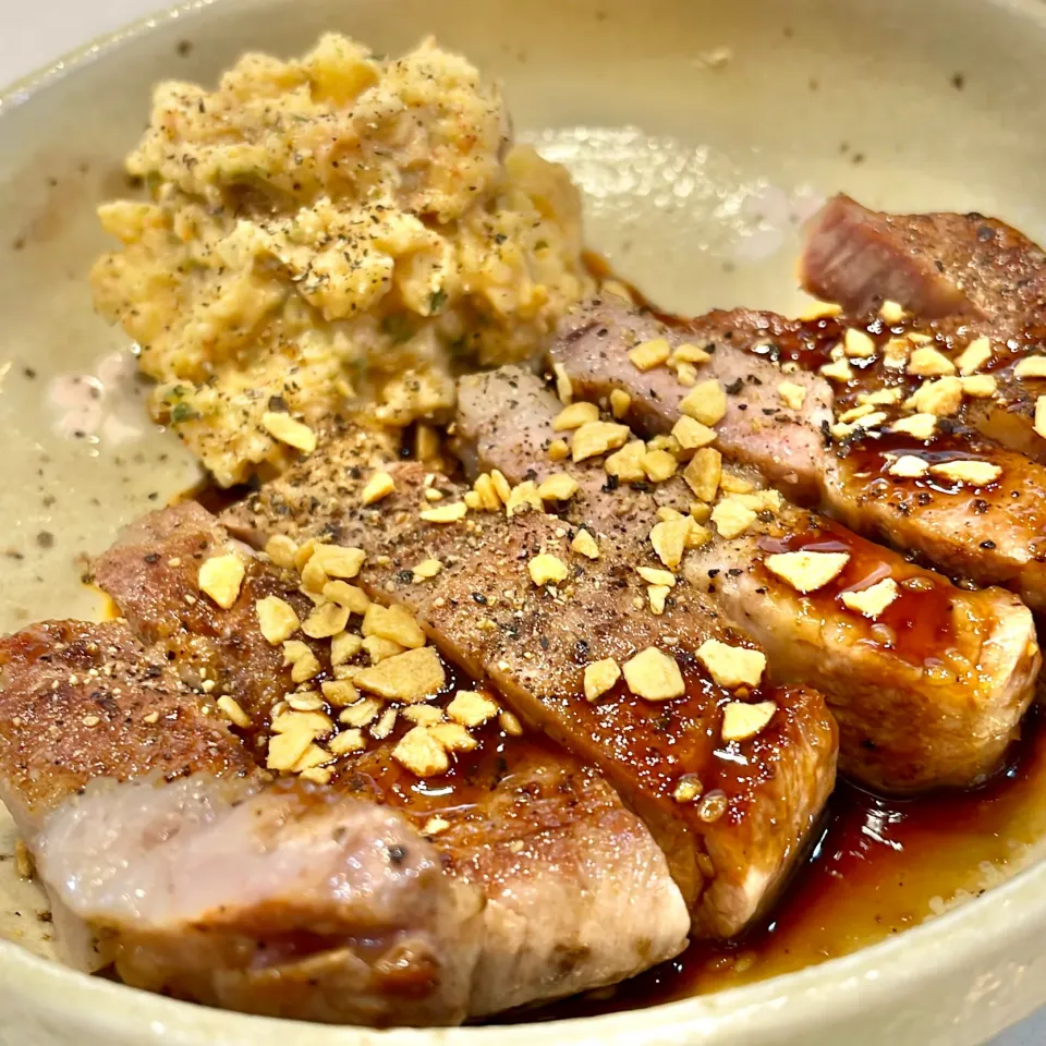 トンテキとポテサラ|ぎんさん