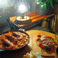 焼きエビのせトマト鍋|みるめいさん