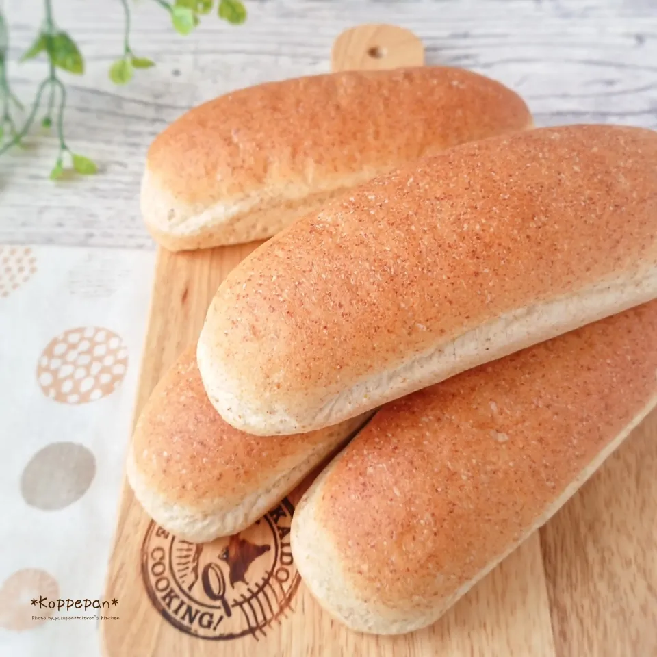 小麦胚芽入りコッペパン𖦞|ゆずぽんさん