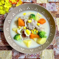 肉団子と野菜のみそクリーム煮🍁