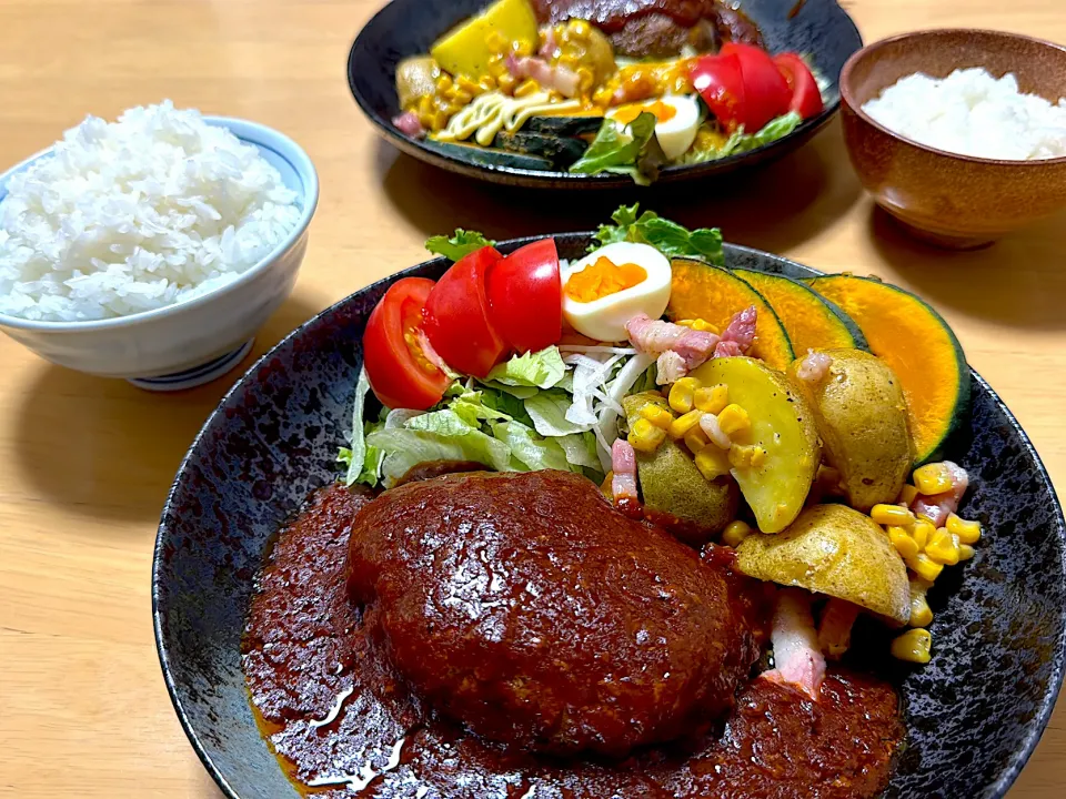 今晩はデミグラスハンバーグ|こどもおやじさん