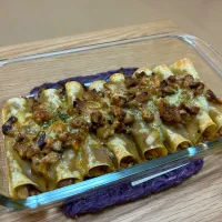 きのことミートソースのカンネッローニ風|ふぁじさん