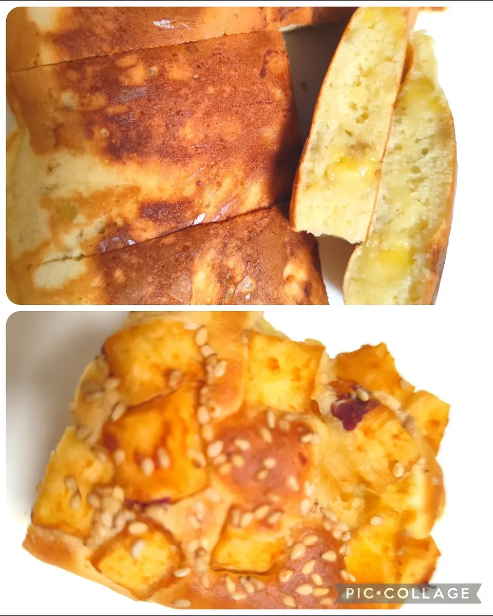 同じ豆乳ホットケーキ生地で2種のケーキ(バナナ、糀美人熟甘さつまいも)|m.rafuさん