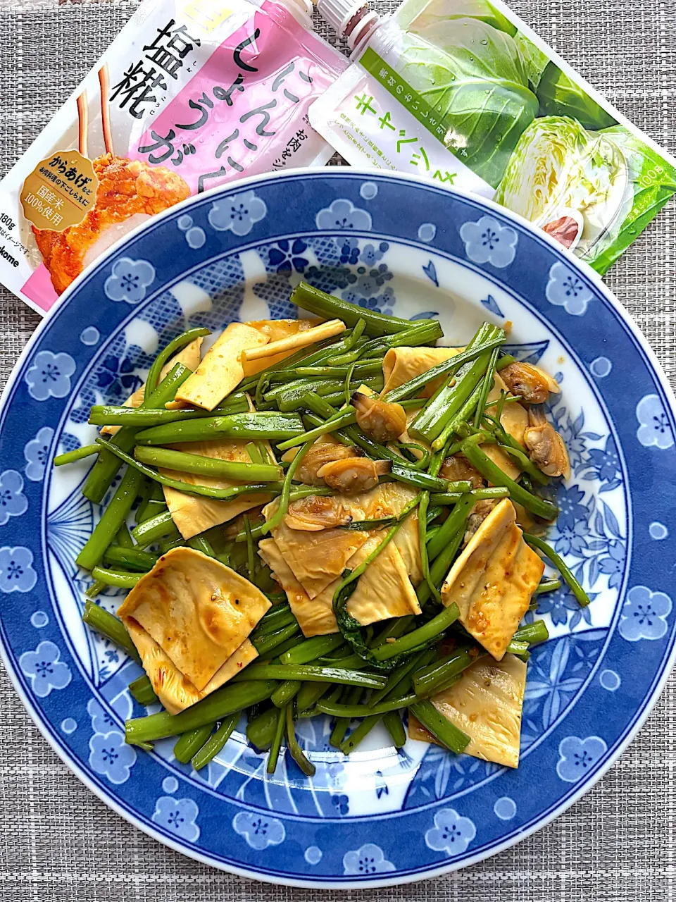 空芯菜と湯葉の炒め　キャベツみそ&生塩糀|栃倉 直人さん