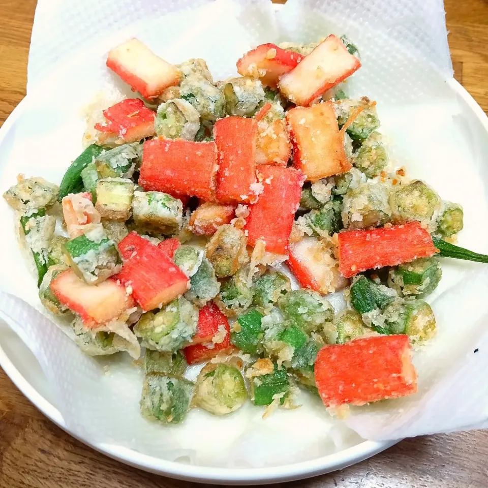 カニカマとオクラのカリカリ✨|まなみさん