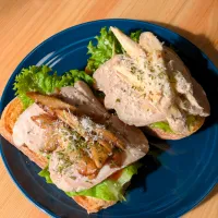 ごぼうとローストポークのオープンサンド