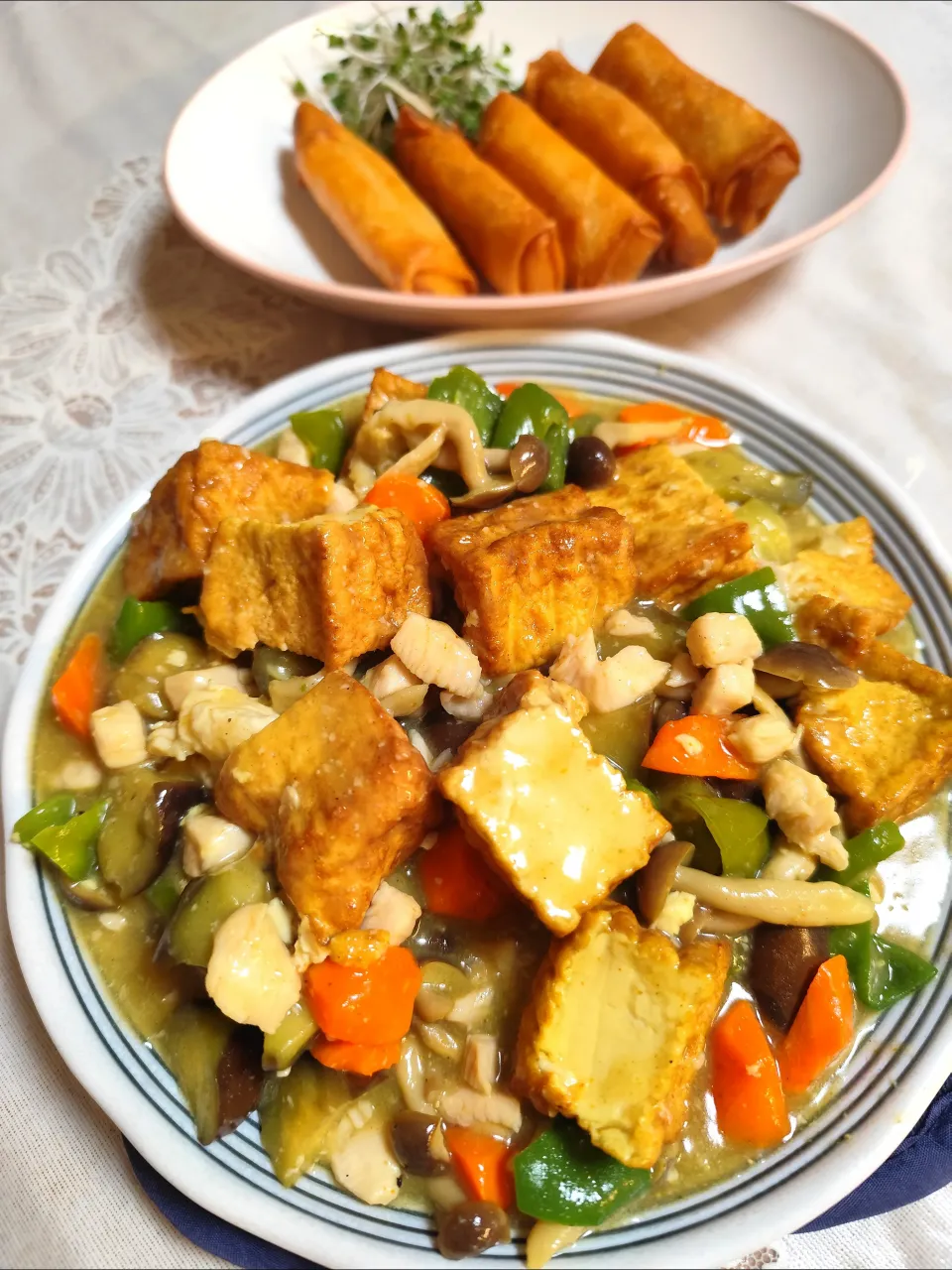 まりおさんの料理 厚揚げｶﾚｰ煮メインの夜ごはんメニュー|m.rafuさん