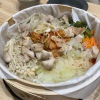 蒸篭で作るビビンバ　まぜまぜ前| にっさんさん