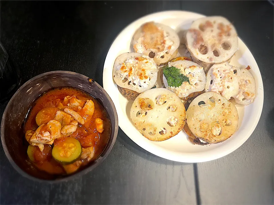 レンコンとひき肉の挟み焼きとラタトゥイユ|なみさん