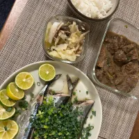 さんまの酒蒸し、鶏レバー炒め、キャベツとしめじのオイル煮|たなばたさん