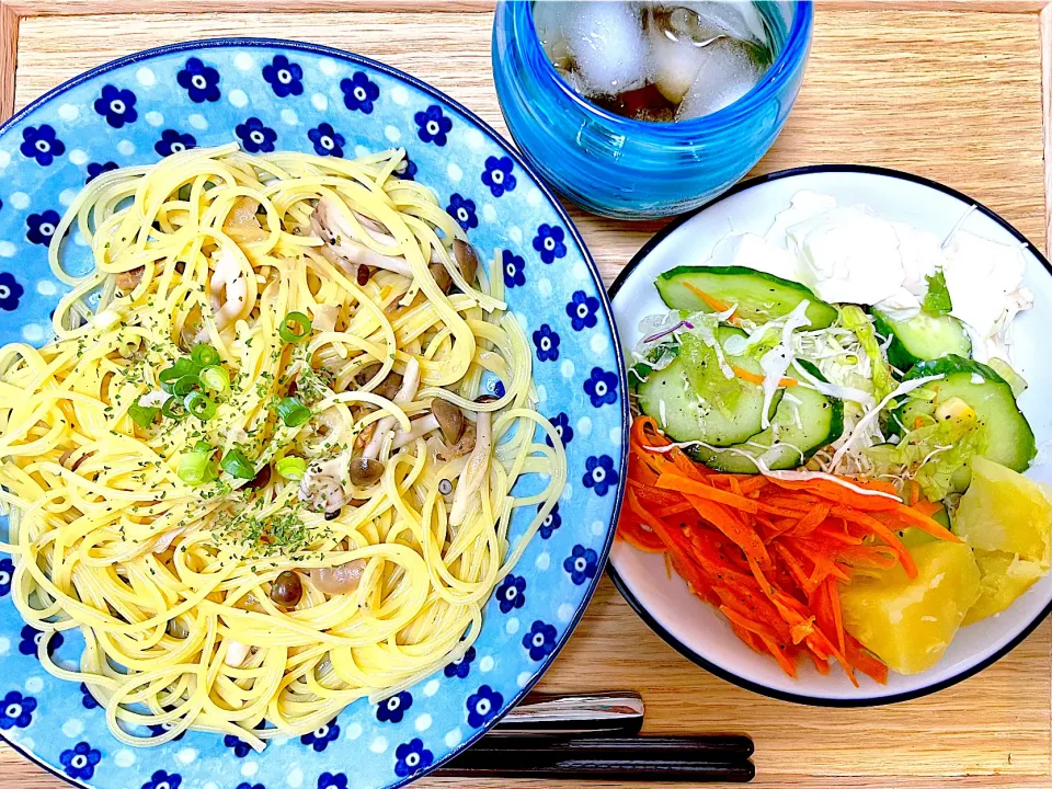 昼食 あさりときのこのパスタ|ふわふわさん