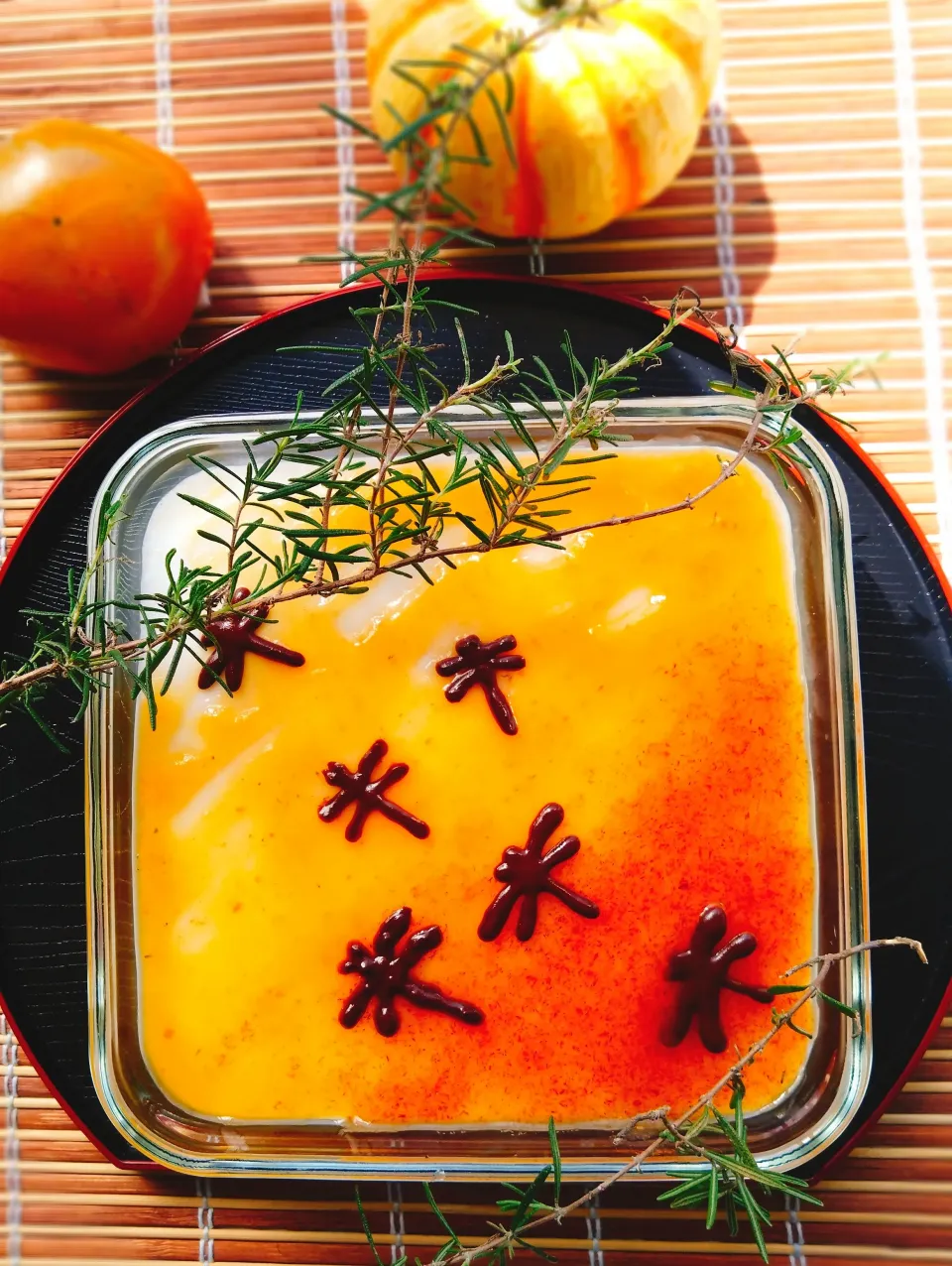 柿ピューレ乗せ牛乳かん|きこりnoteさん