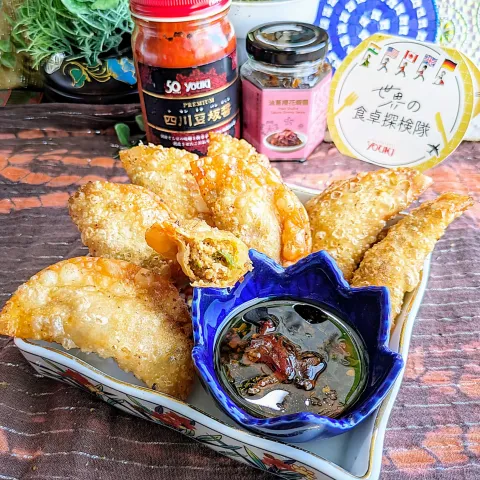 「桜エビ醤」を使ってみたSnapdishの料理・レシピ写真:🌏『世界の食卓探検隊』🇨🇳中国料理
【🇨🇳餃子風包み揚げ】