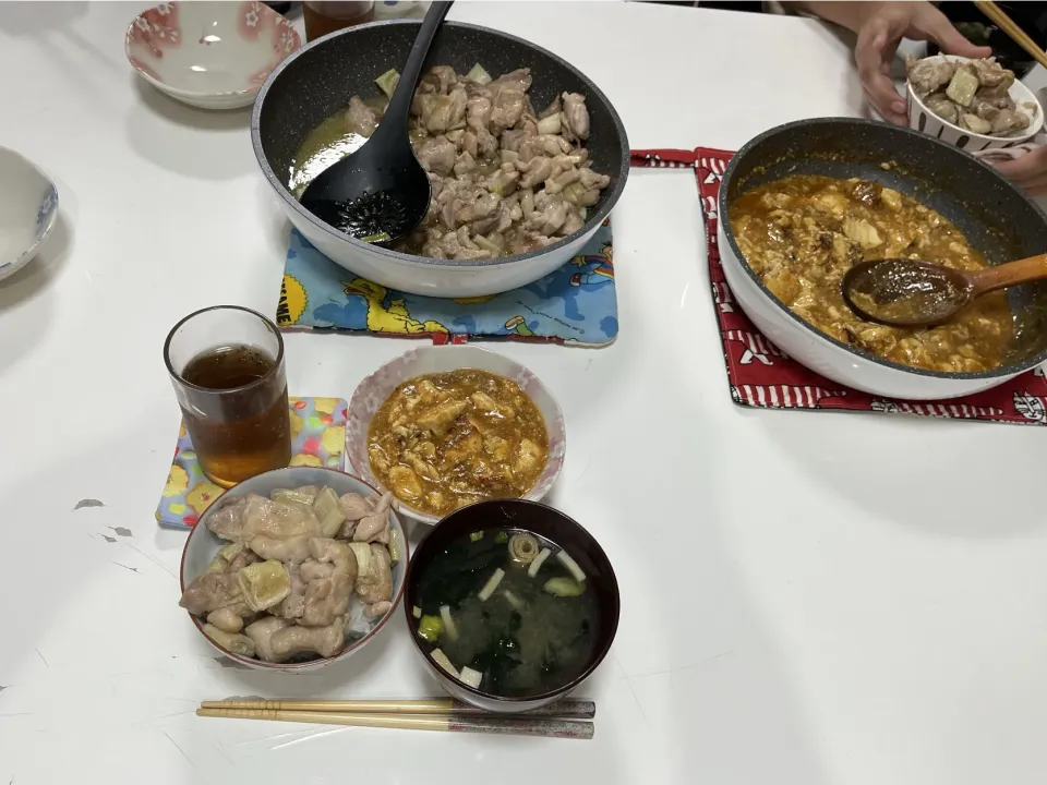 晩御飯☆塩ダレねぎま☆麻婆豆腐☆みそ汁|Saharaさん