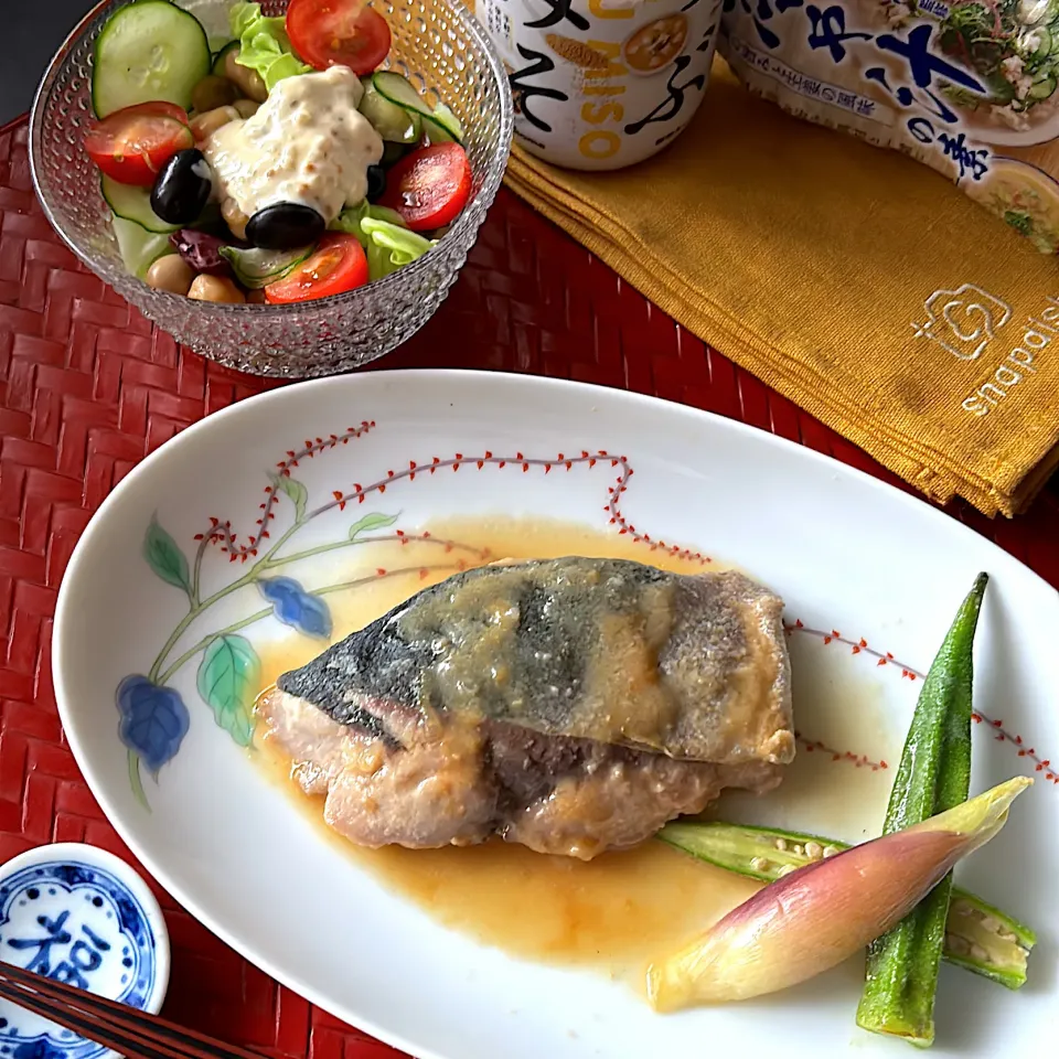 ｢冷や汁の素｣で鰤のみそ煮|とんちんさん