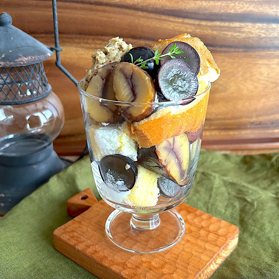 ナガノパープルと渋皮煮の秋の味覚パフェ🍁|みずほさん