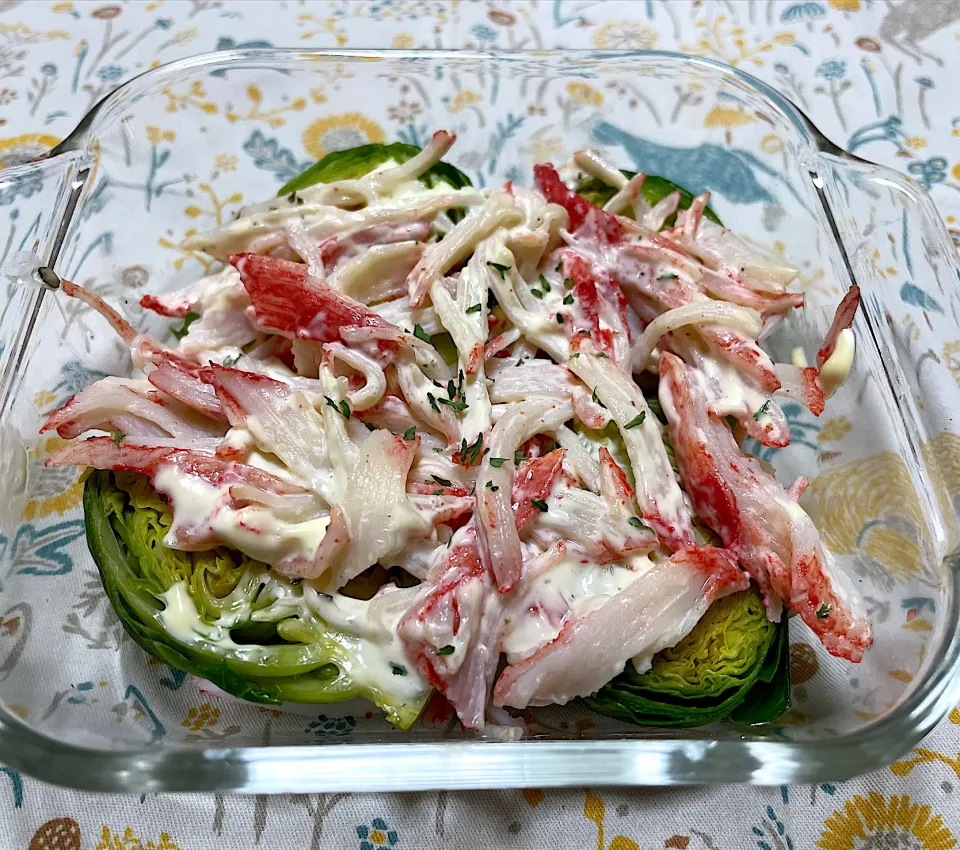 芽キャベツのカニカマヨのせ|こいちさん