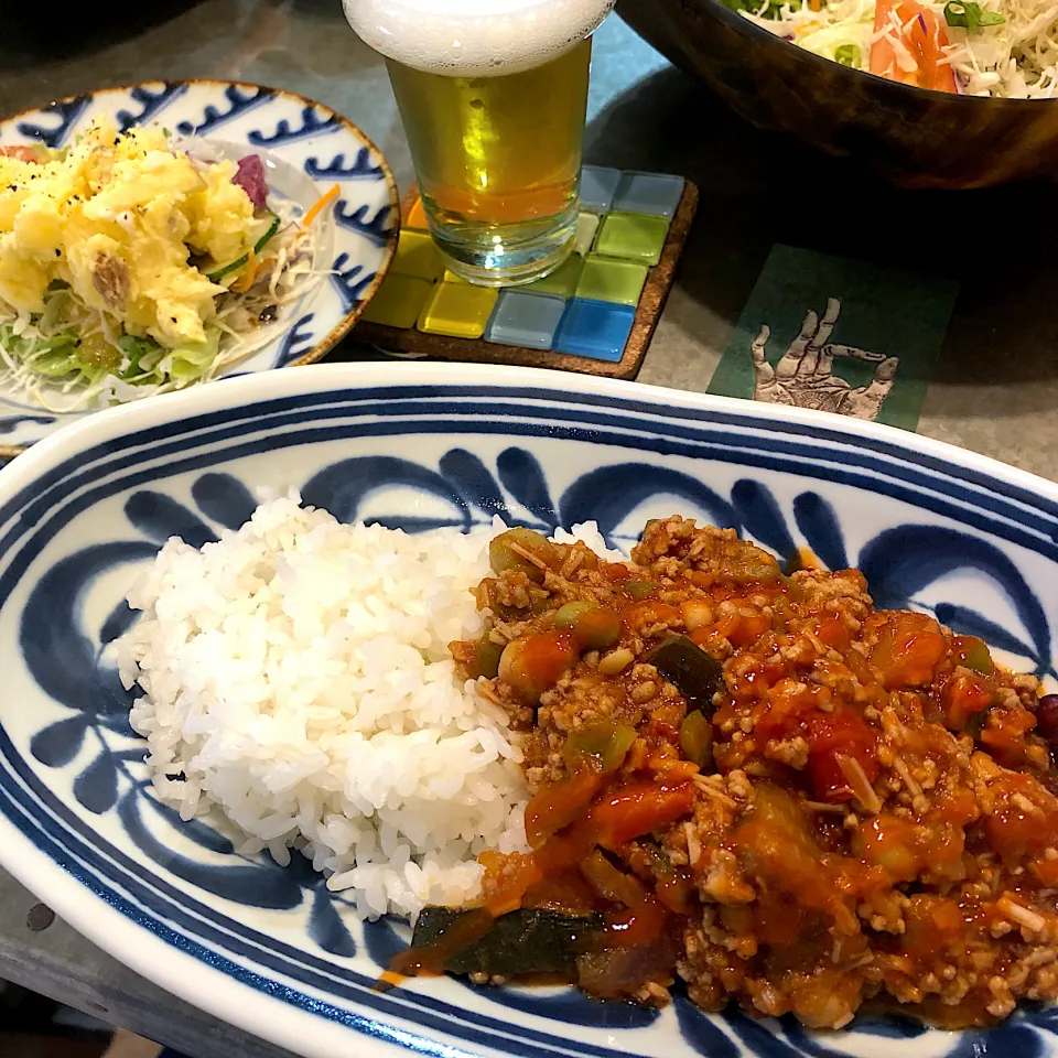 ひき肉・豆・夏野菜グリルのトマトスパイス煮|nao子さん