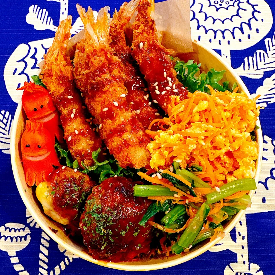 2025.10.2 エビフライ＆ハンバーグ弁当|maicoooさん