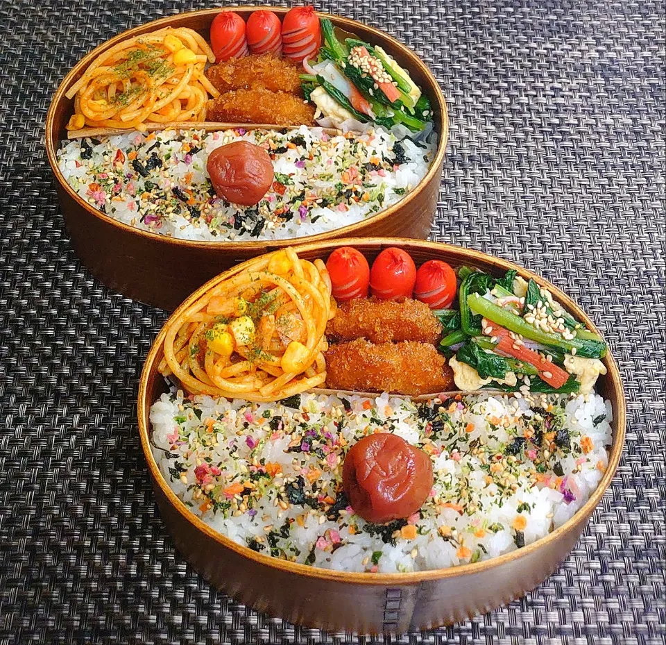 母とムスコのラブラブおソロ♪久しぶりの六色ふりかけごはん弁当|からあげビールさん