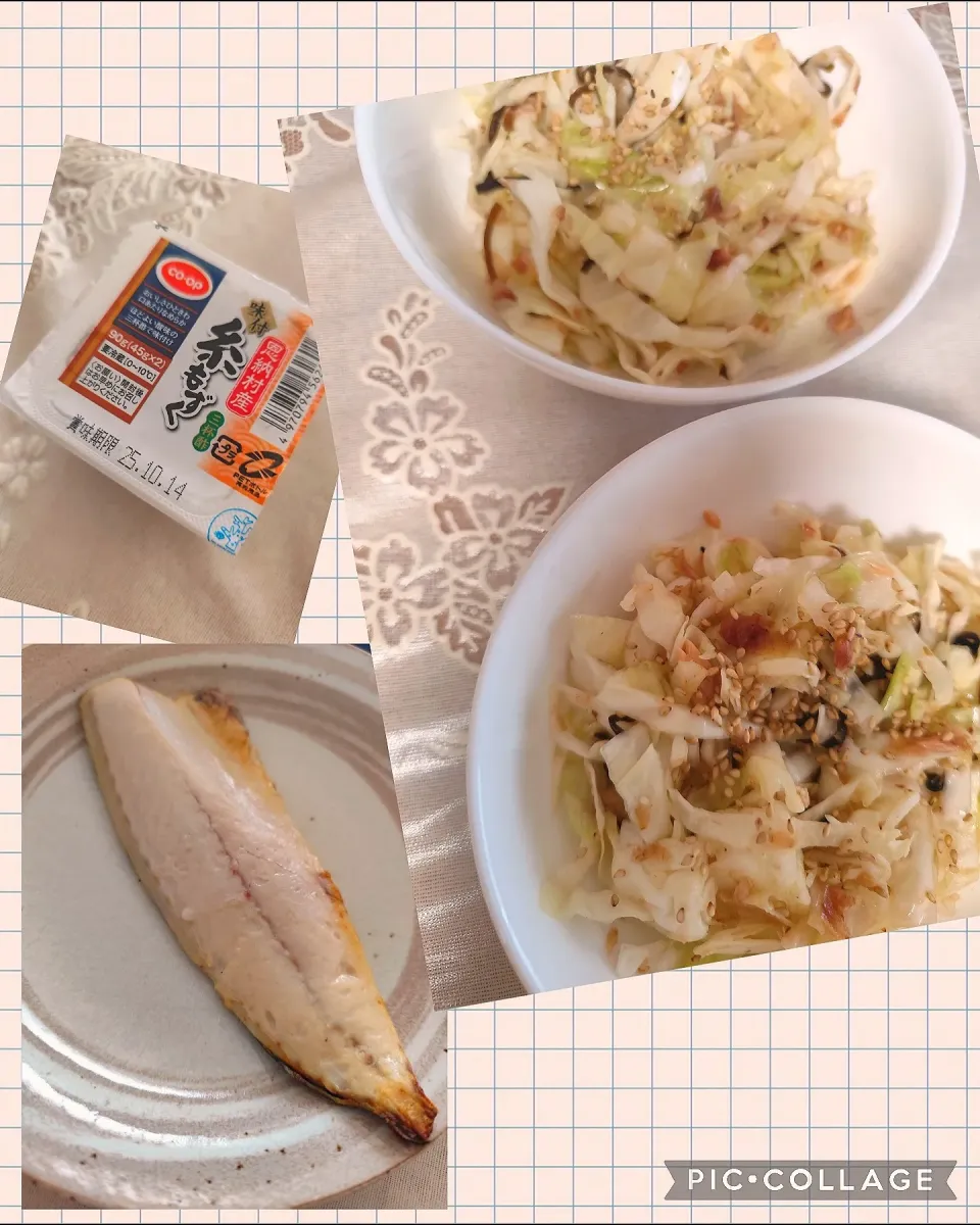 無限キャベツ風、もずく酢、さば焼いた!!|m.rafuさん