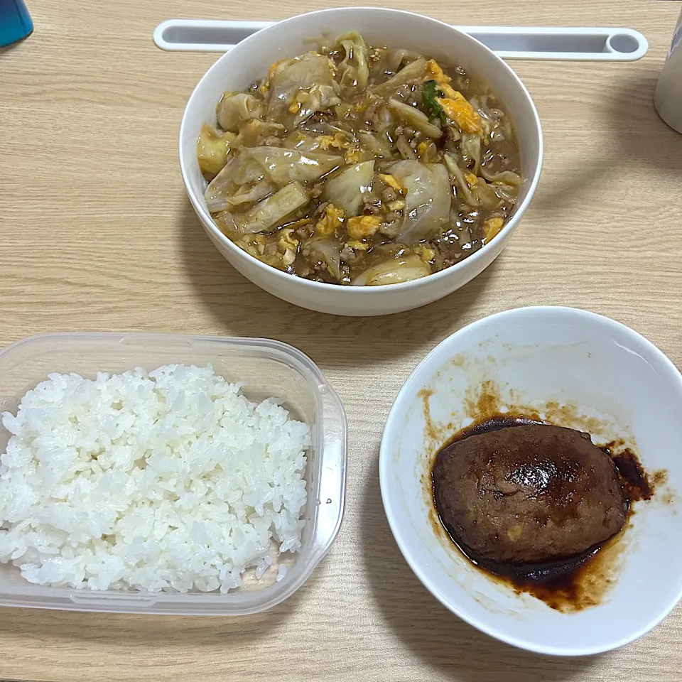 卵とキャベツのひき肉あんかけ(夜)|＾＾さん