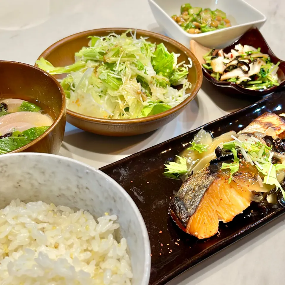 秋鮭のきのこ餡掛け。他。|ぎんさん