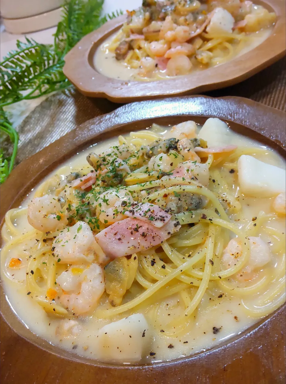 シーフードクリームスープパスタ|ポコさん