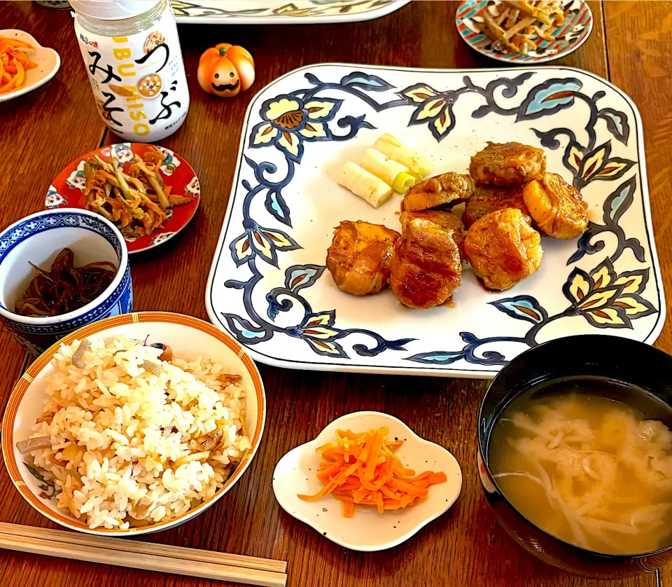 晩ごはん♯長芋肉巻き♯つぶみそ|小松菜さん