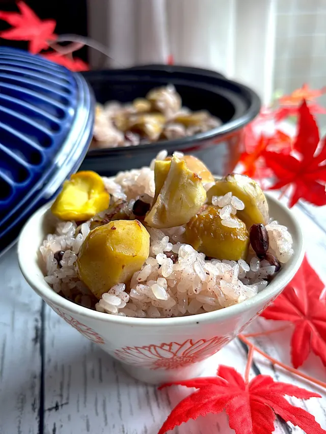 Snapdishの料理・レシピ写真:栗おこわ🌰｜旬を食べよう！秋野菜アイデア大集合♪