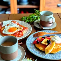 パンケーキの朝ごはん🥞