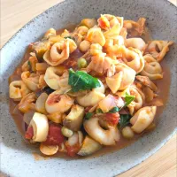 豆とツナと野菜の煮込みパスタ(トルテリー二フォルマッジ)|あぼちさん