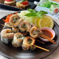 きゃべつみそdeくるくるアジの大葉みそ串焼き|スイーツポテトさん