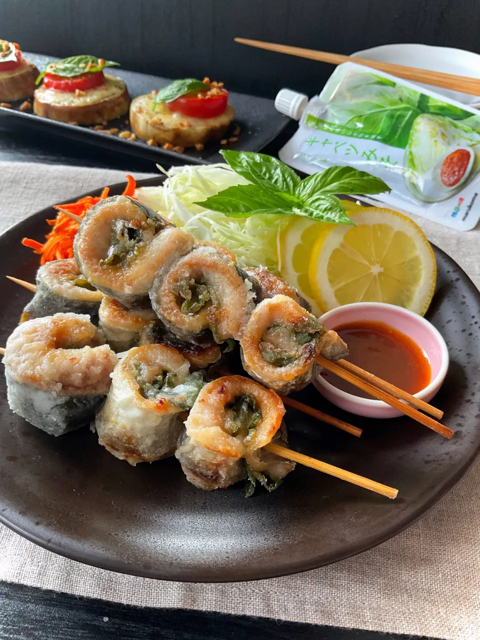 きゃべつみそdeくるくるアジの大葉みそ串焼き|スイーツポテトさん