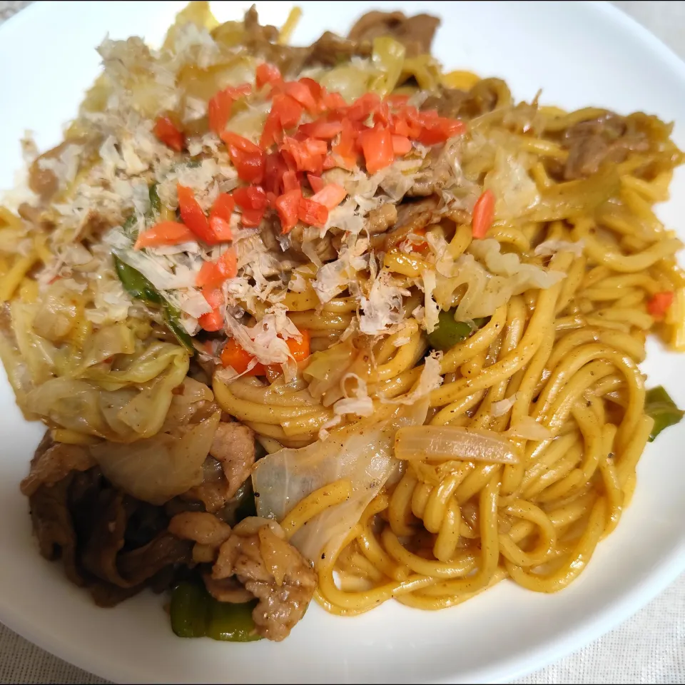 旦那さんと息子が作ってくれた、焼きそば|m.rafuさん