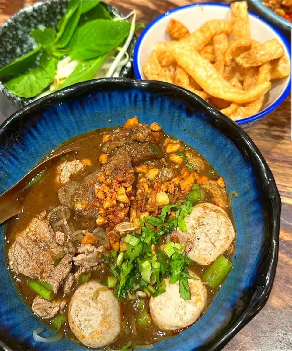 Flavorful Beef Boat Noodles & Crispy Pork Rinds aka Kuay Tiew Ruea 🍜🤤|An'leeさん