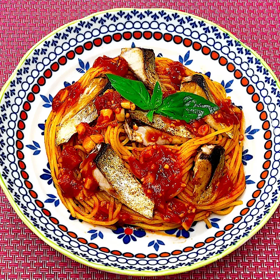 鯖のパスタ|まめもにおさん