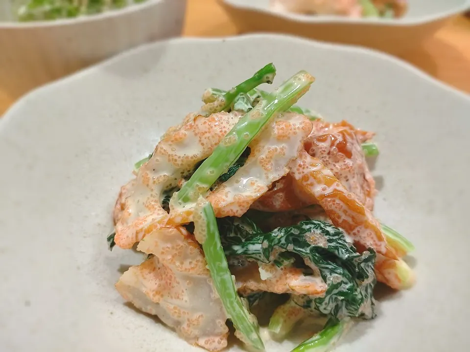 小松菜とちくわの明太子マヨ和え|ともさん