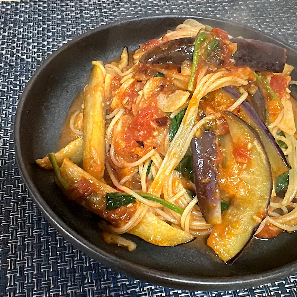 ナスとほうれん草のトマトソース|Taさん